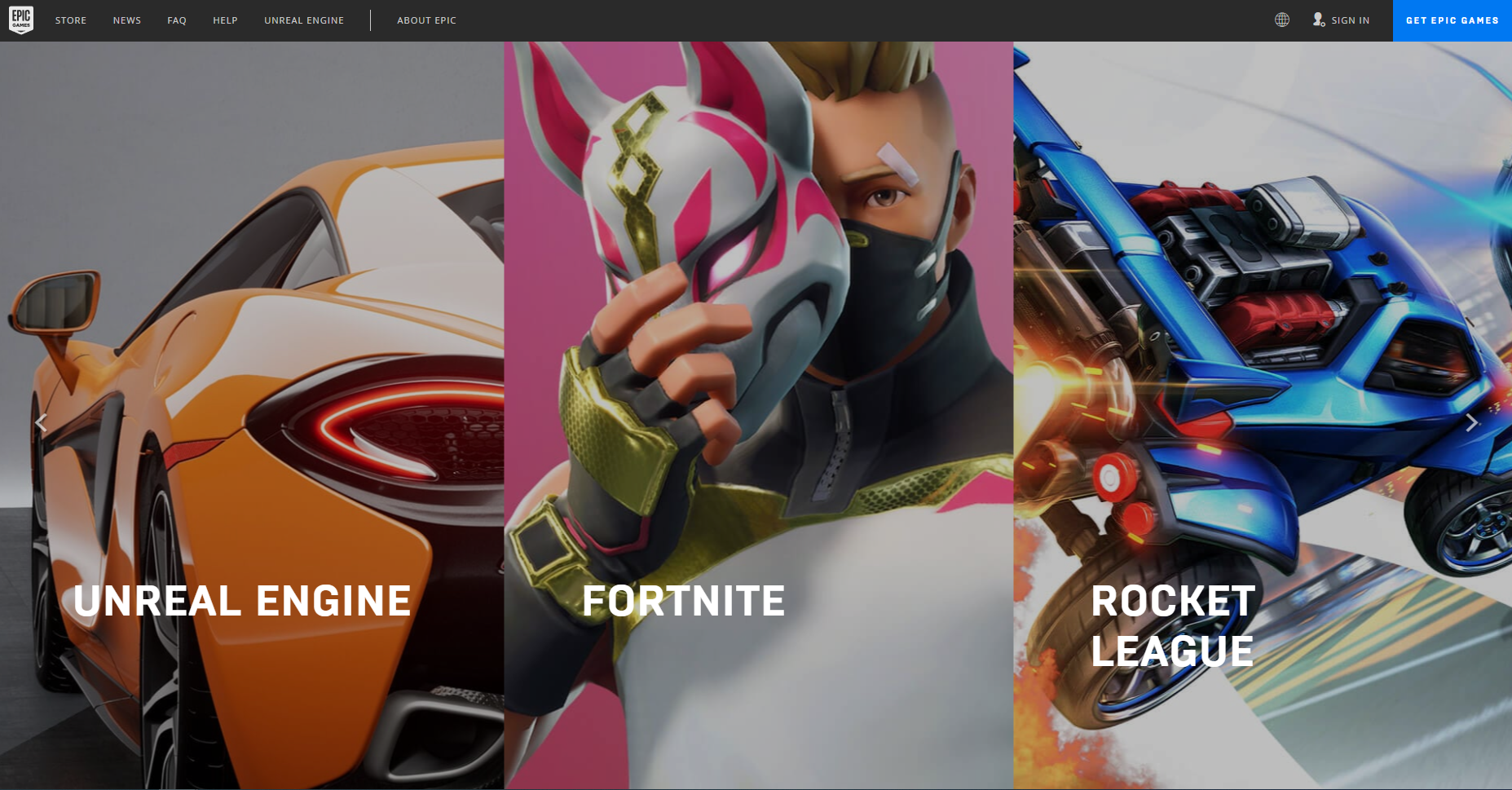 Epic Games Home Page