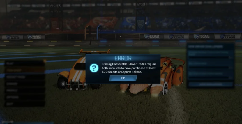 Trading Unavailable Popup in Rocket League